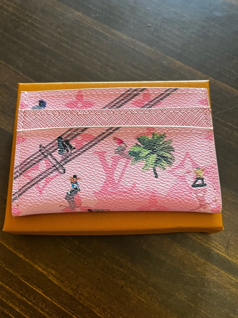 🛹 Louis. Vuitton. Skateboard Pink Monogram Letter Logo Card Holder